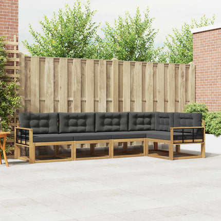 Udendørs sofagruppe med pude 4 pcs Hvid og antracit Polyester