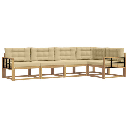 Udendørs sofagruppe med pude 4 pcs Hvid og Beige Polyester