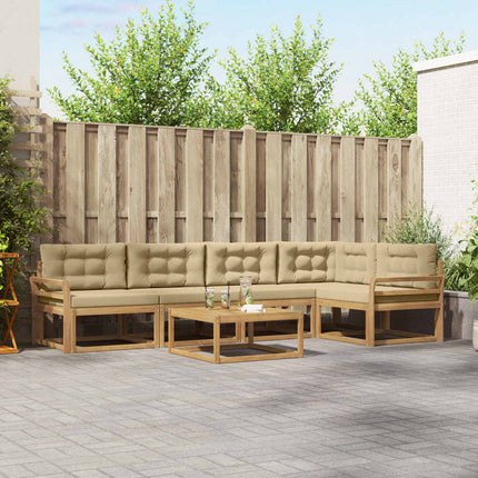 Udendørs sofagruppe 6 stk. Hvid og Beige Polyester