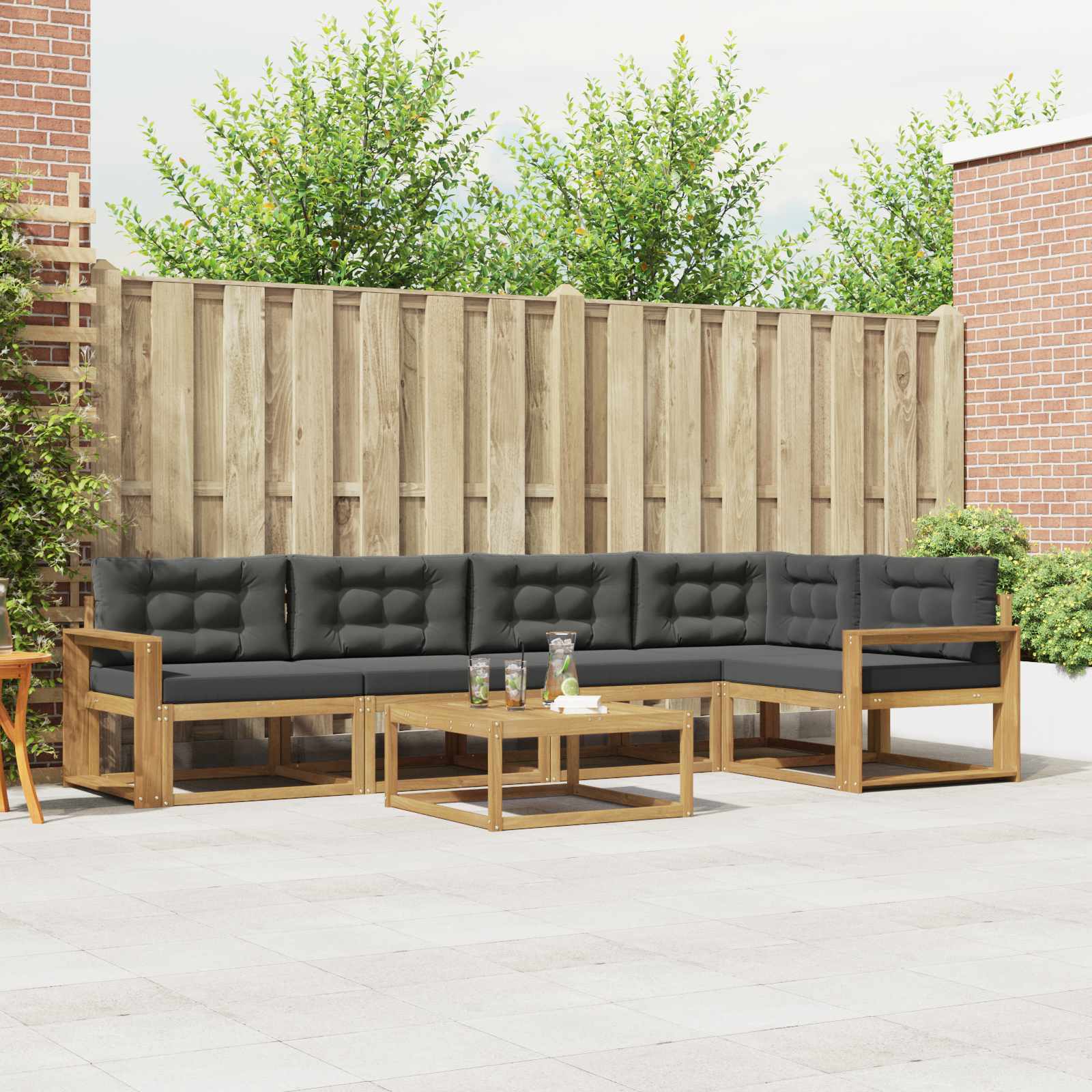 Udendørs sofagruppe 6 pcs Hvid og antracit 79 x 79 x 37 cm