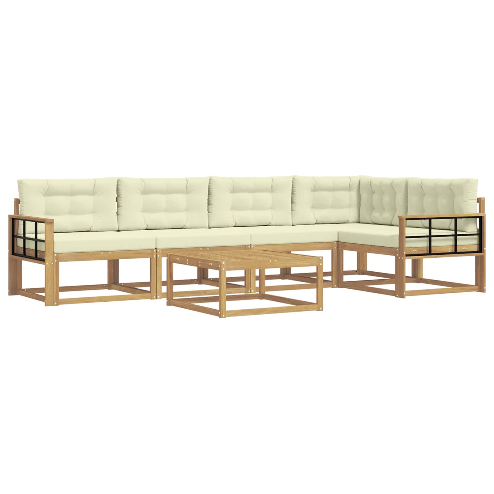 Udendørs sofagruppe 6 pcs Hvid og cremefarvet 79 x 79 x 37 cm