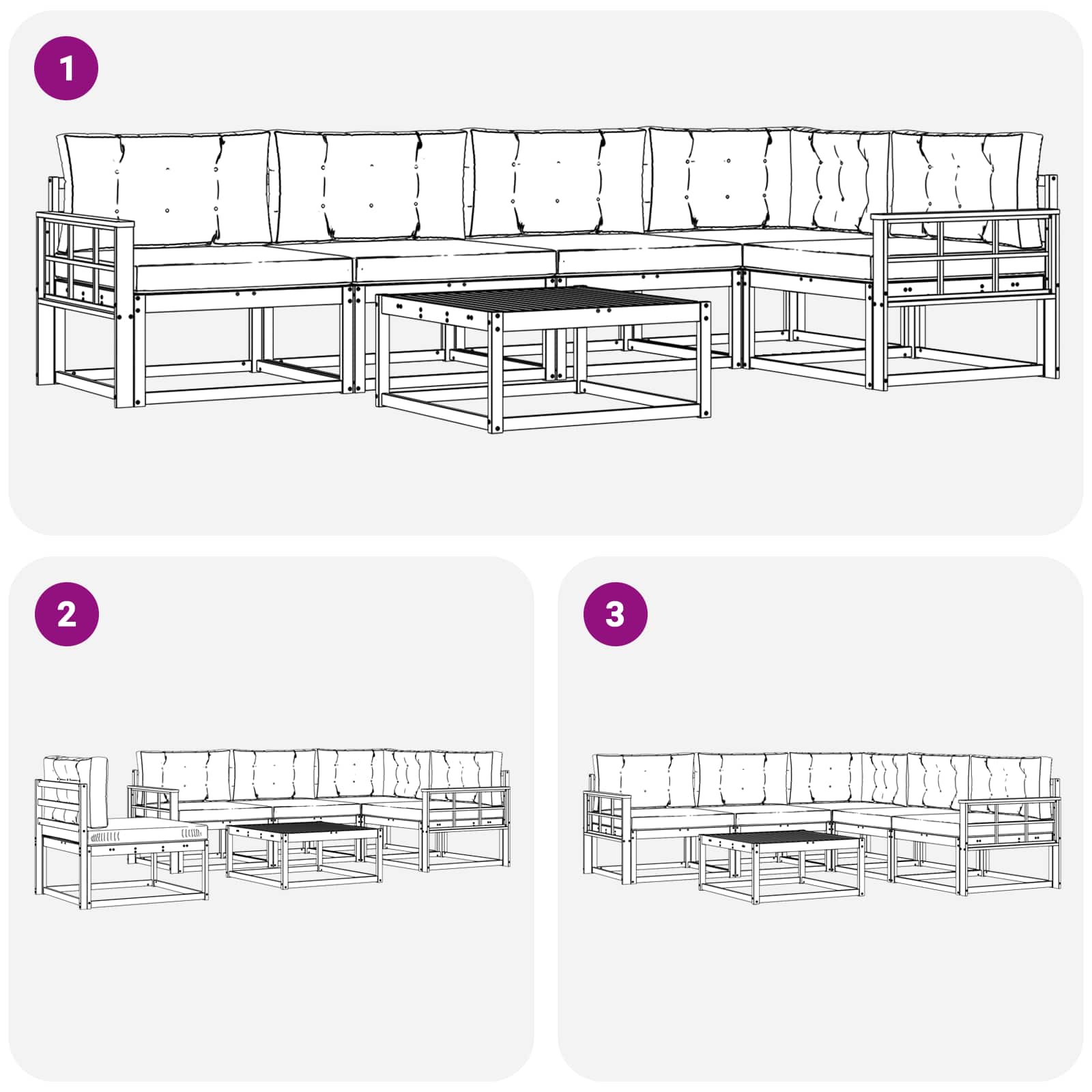 Udendørs sofagruppe 6 pcs Hvid og cremefarvet 79 x 79 x 37 cm