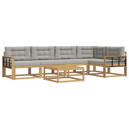 Udendørs sofagruppe 6 pcs Hvid og lysegrå 79 x 79 x 37 cm