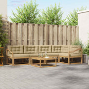 Udendørs sofagruppe 6 pcs Hvid og Beige 79 x 79 x 37 cm