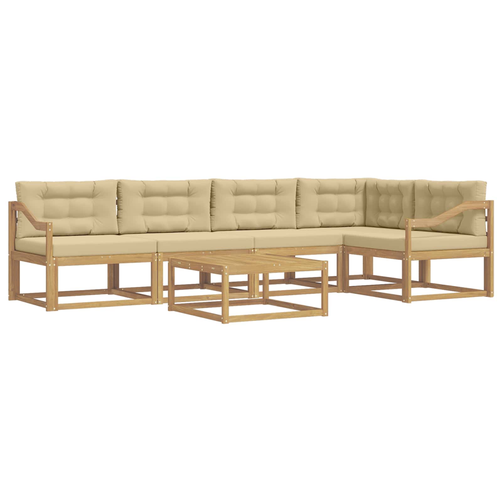 Udendørs sofagruppe 6 pcs Hvid og Beige 79 x 79 x 37 cm