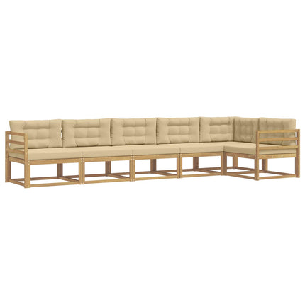 Udendørs sofagruppe med pude 4 pcs Hvid og Beige Polyester