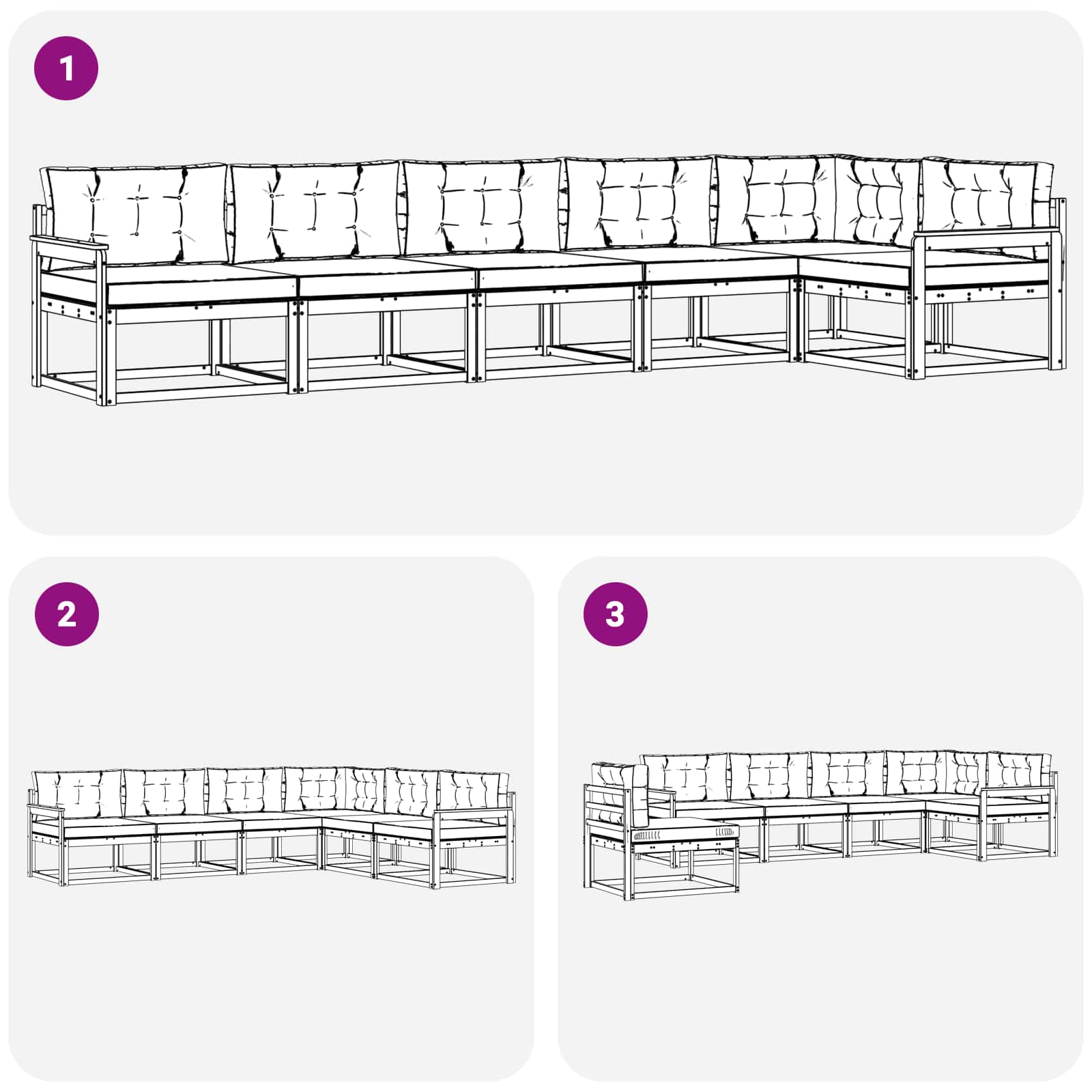 Udendørs sofagruppe med pude 4 pcs Hvid og lysegrå Polyester
