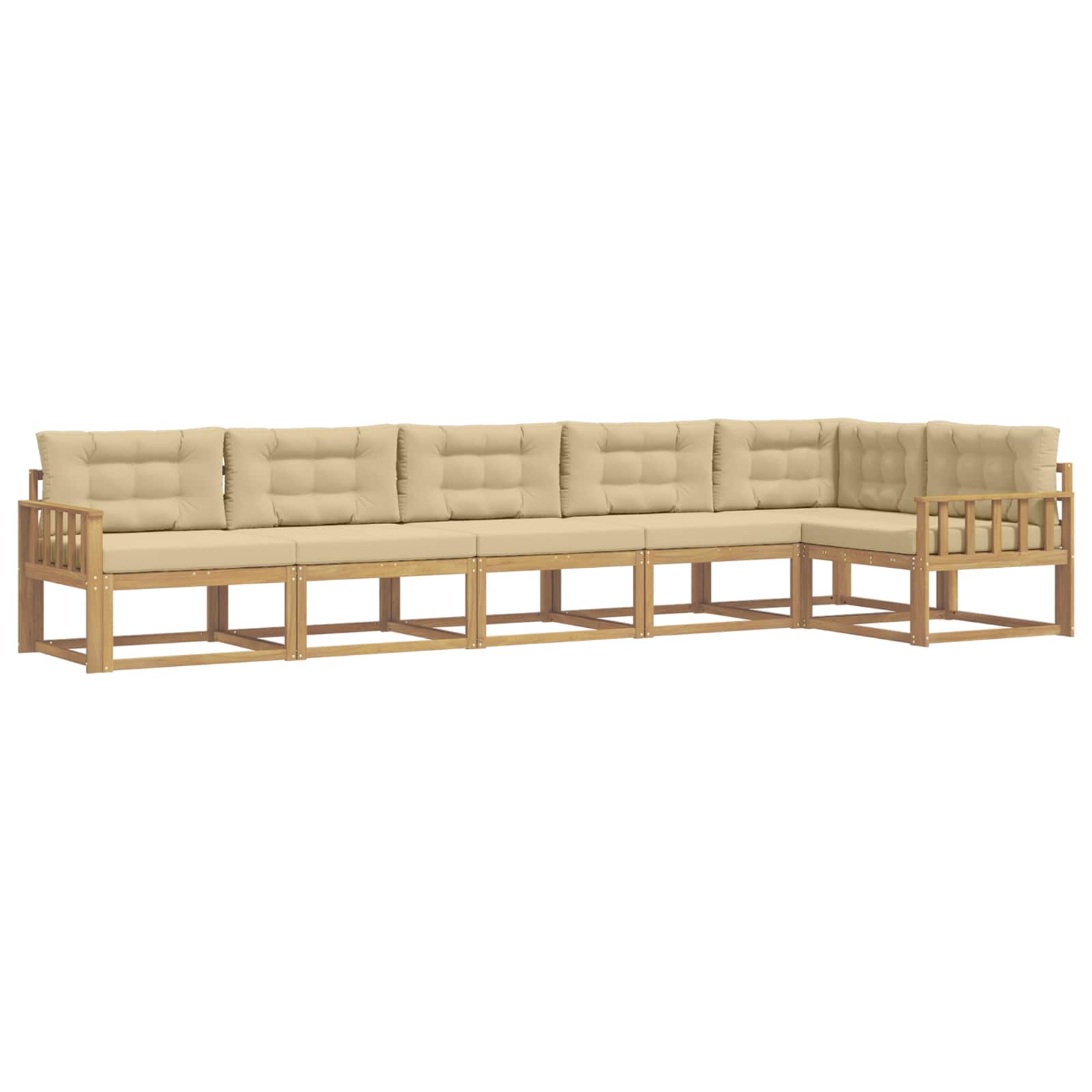 Udendørs sofagruppe med pude 4 pcs Hvid og Beige Polyester