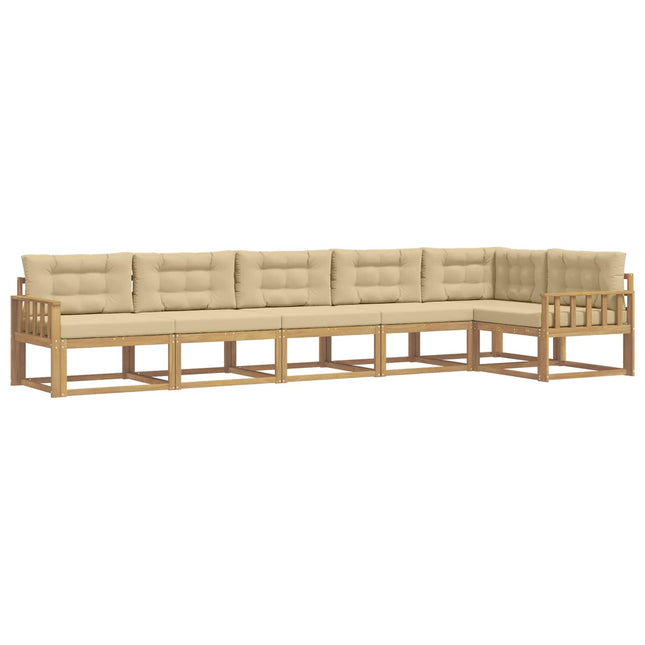 Udendørs sofagruppe med pude 4 pcs Hvid og Beige Polyester