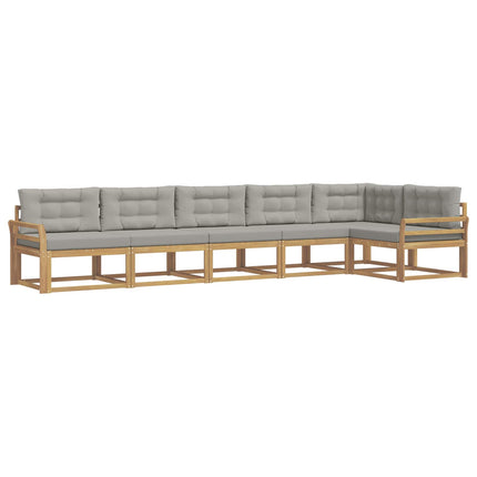 Udendørs sofagruppe med pude 4 pcs Hvid og lysegrå Polyester