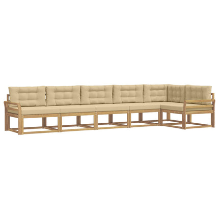 Udendørs sofagruppe 4 stk. Hvid og Beige Polyester