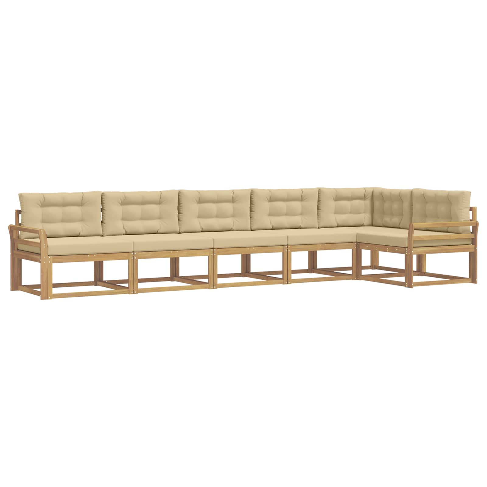 Udendørs sofagruppe med pude 4 pcs Hvid og Beige Polyester