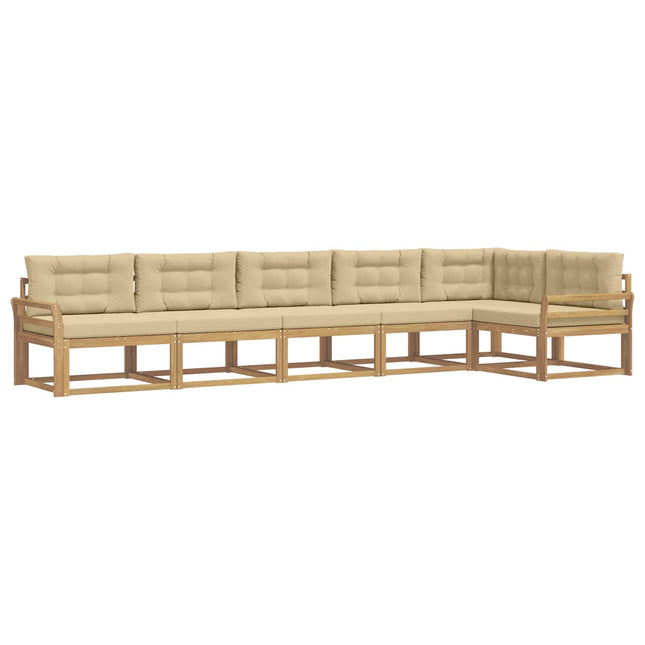 Udendørs sofagruppe med pude 4 pcs Hvid og Beige Polyester