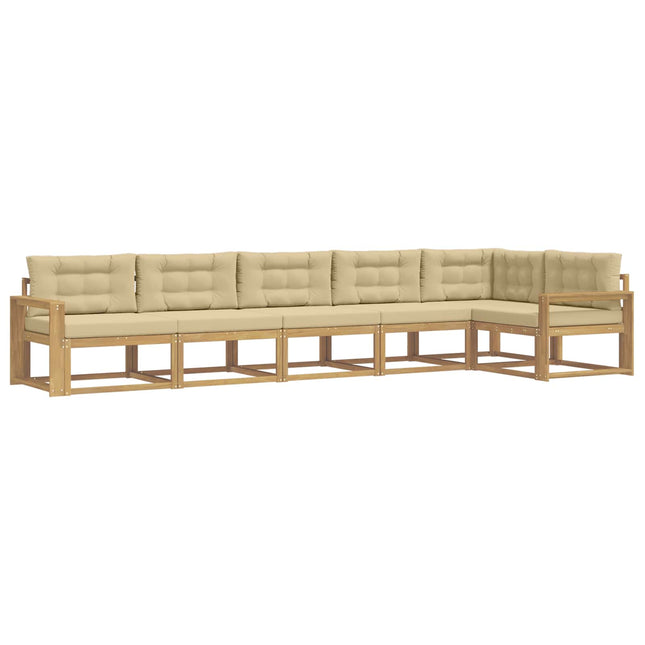 Udendørs sofagruppe med pude 4 pcs Hvid og Beige Polyester