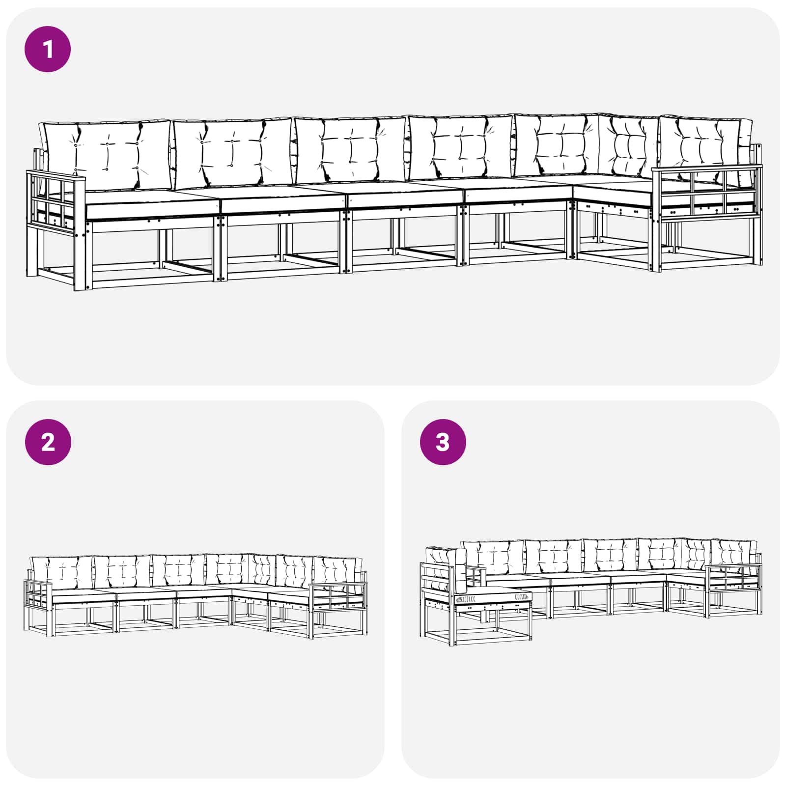 Udendørs sofagruppe med pude 4 pcs Hvid og lysegrå Polyester