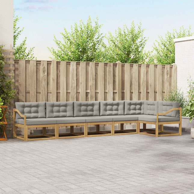 Udendørs sofagruppe med pude 4 pcs Hvid og lysegrå Polyester