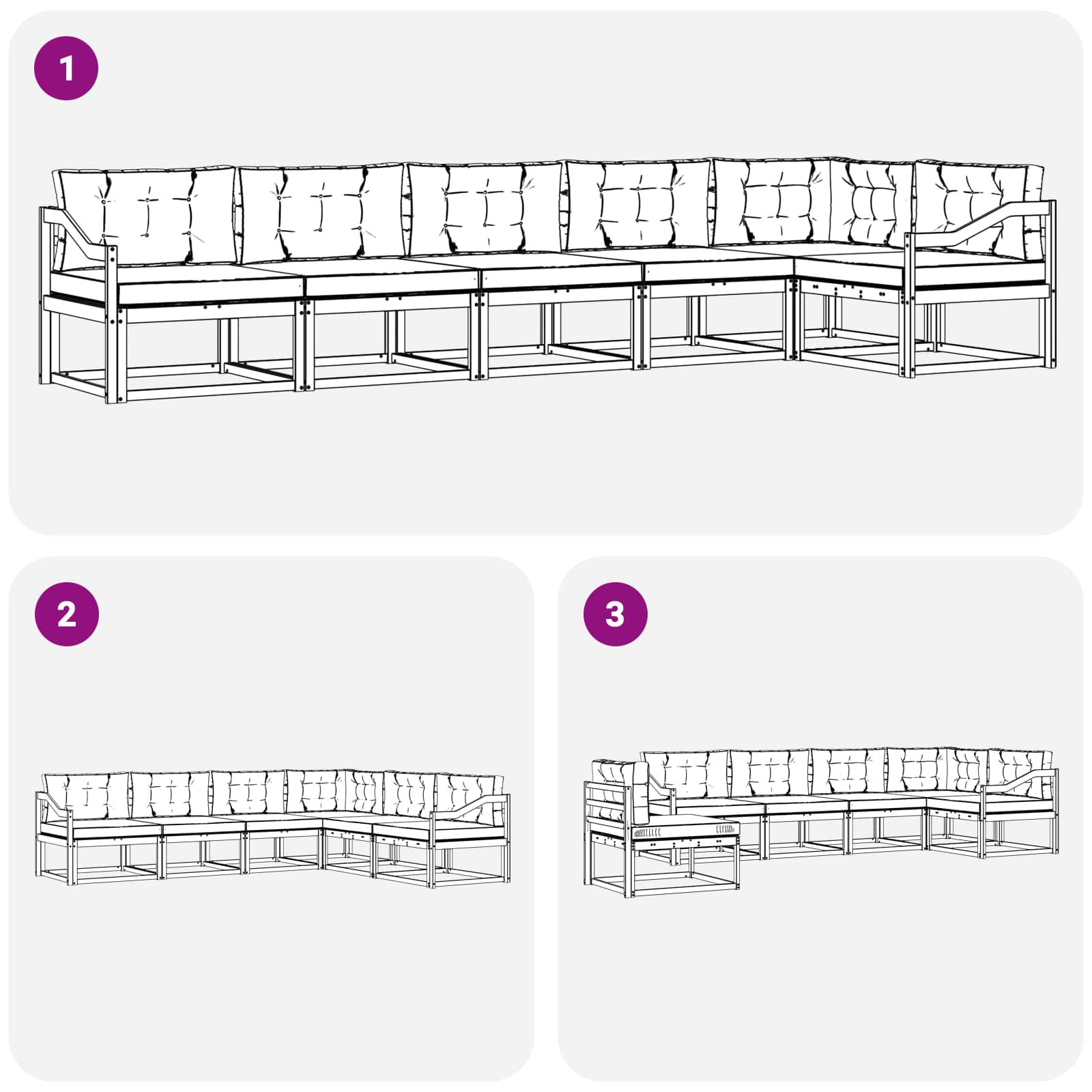 Udendørs sofagruppe med pude 4 pcs Hvid og antracit Polyester