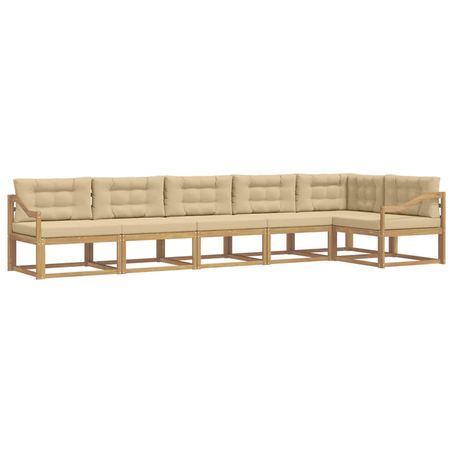 Udendørs sofagruppe med pude 4 pcs Hvid og Beige Polyester