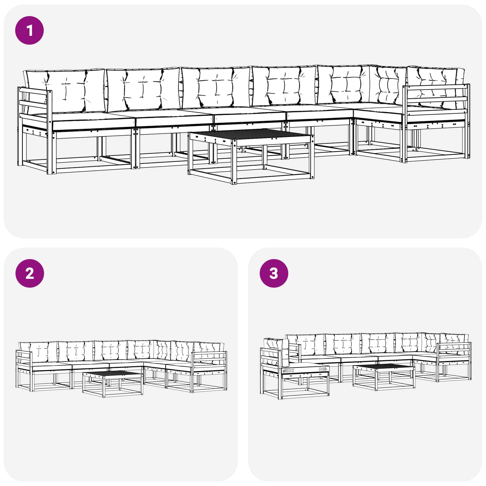 Udendørs sofagruppe 7 pcs Hvid og lysegrå 79 x 79 x 37 cm