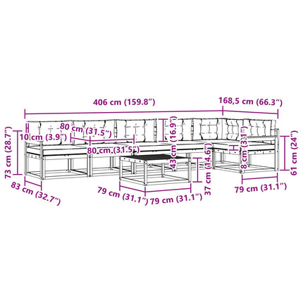 Udendørs sofagruppe 7 pcs Hvid og lysegrå 79 x 79 x 37 cm