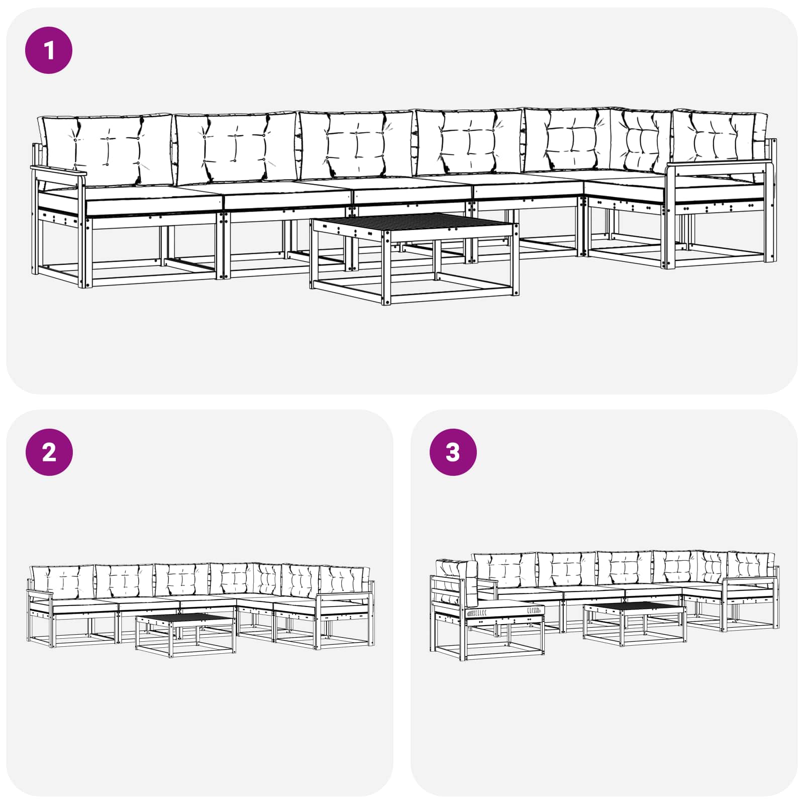 Udendørs sofagruppe 7 pcs Hvid og antracit 79 x 79 x 37 cm
