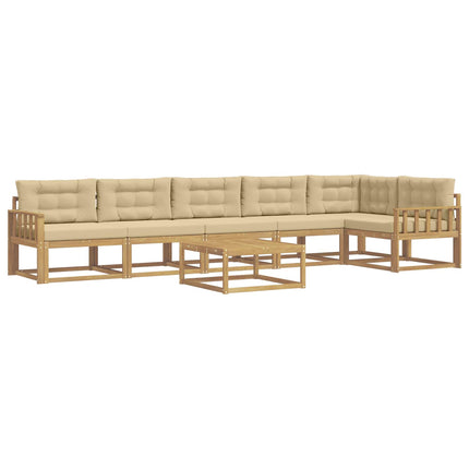 Udendørs sofagruppe 7 pcs Hvid og Beige 79 x 79 x 37 cm