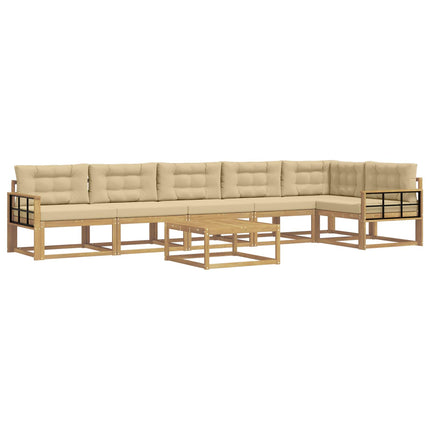 Udendørs sofagruppe 7 stk. Hvid og Beige Polyester