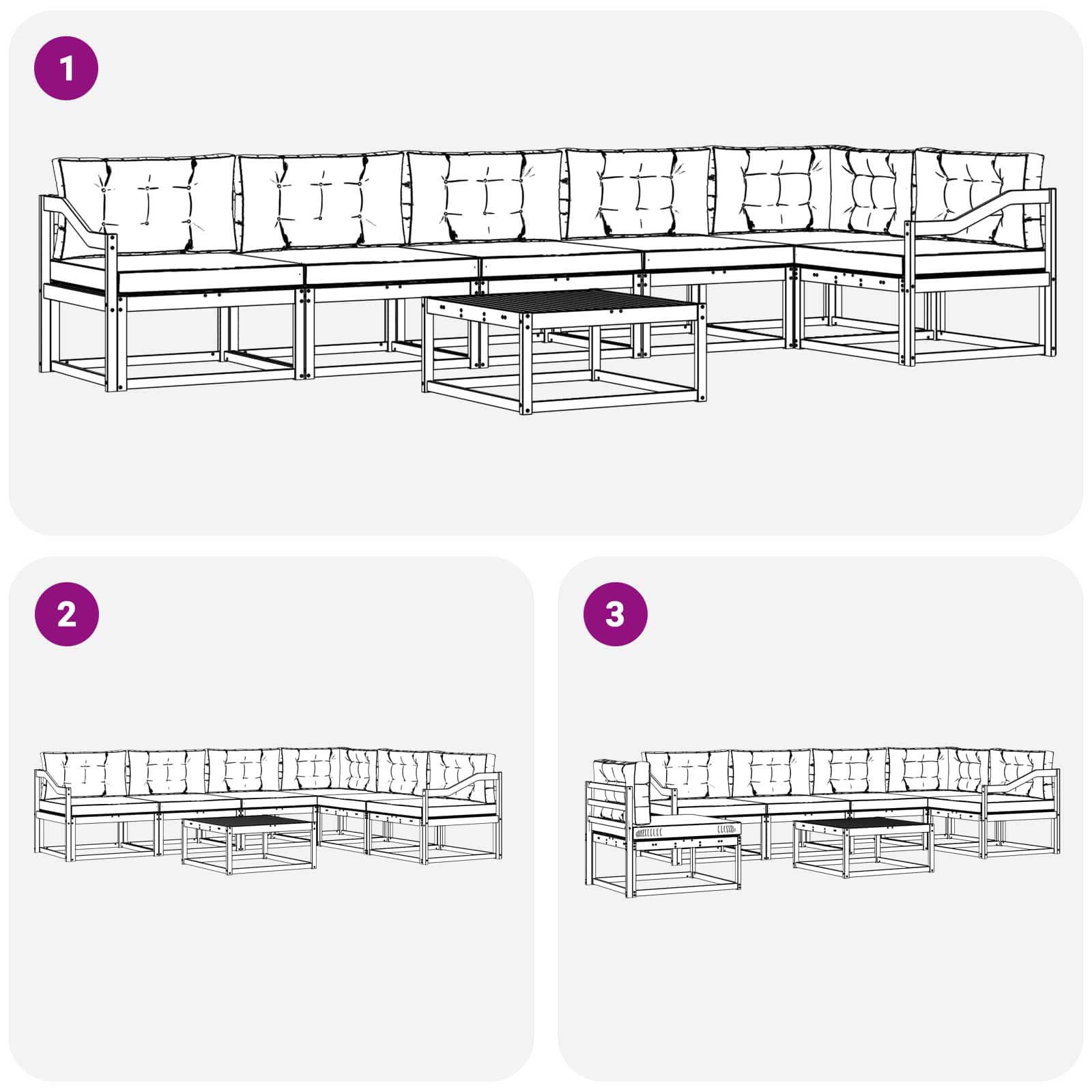 Udendørs sofagruppe 7 pcs Hvid og cremefarvet 79 x 79 x 37 cm