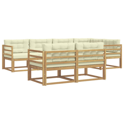 Udendørs sofagruppe 6 pcs Hvid og cremefarvet Polyester