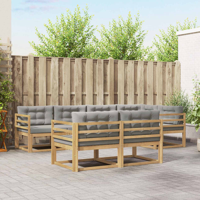 Udendørs sofagruppe med pude 6 pcs Hvid og lysegrå Polyester