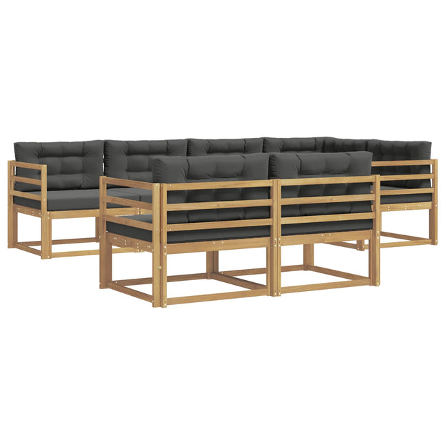 Udendørs sofagruppe med pude 6 pcs Hvid og antracit Polyester