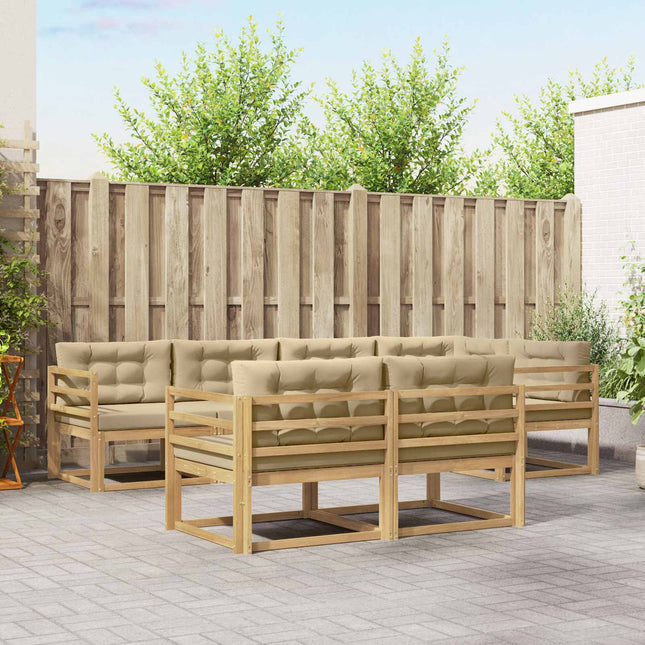 Udendørs sofagruppe med pude 6 pcs Hvid og Beige Polyester