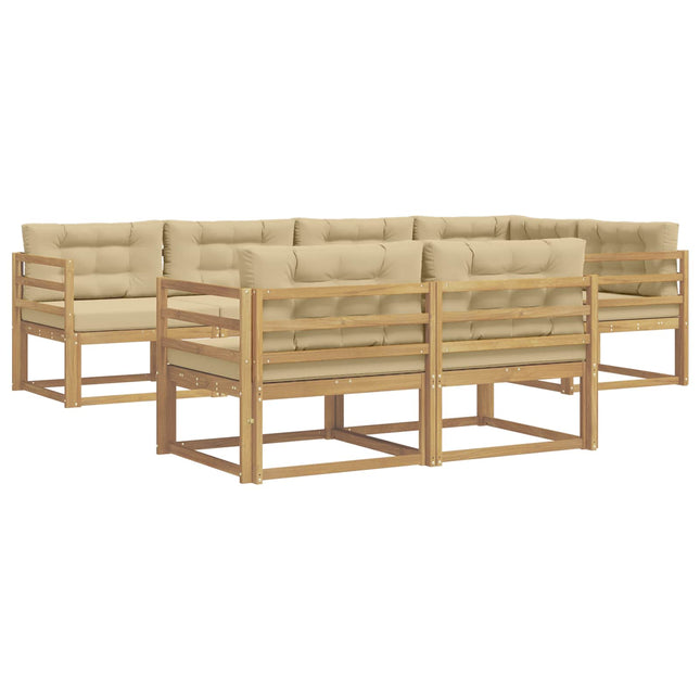 Udendørs sofagruppe med pude 6 pcs Hvid og Beige Polyester