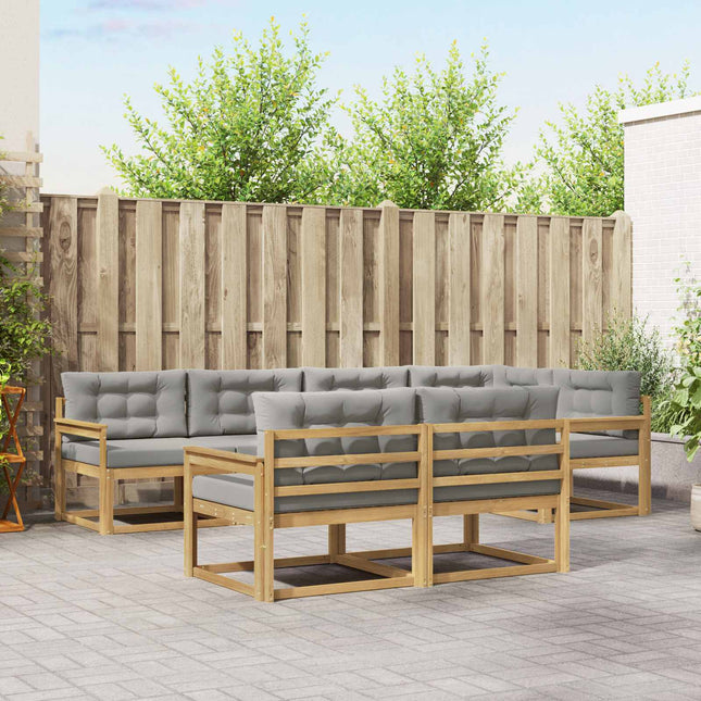 Udendørs sofagruppe med pude 6 pcs Hvid og lysegrå Polyester