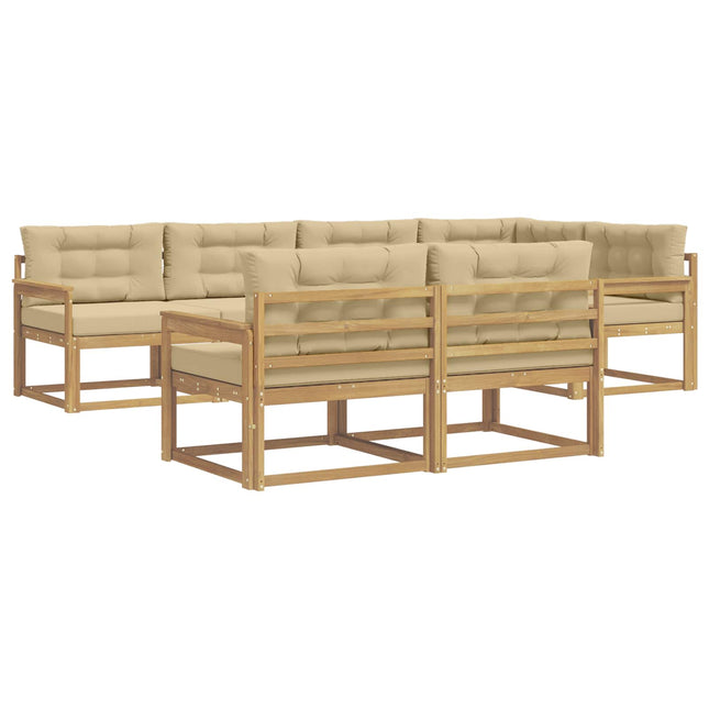 Udendørs sofagruppe med pude 6 pcs Hvid og Beige Polyester