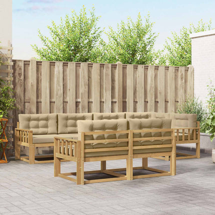 Udendørs sofagruppe med pude 6 pcs Hvid og Beige Polyester