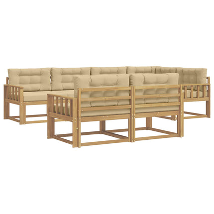 Udendørs sofagruppe med pude 6 pcs Hvid og Beige Polyester