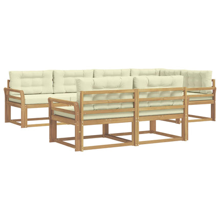 Udendørs sofagruppe 6 pcs Hvid og cremefarvet Polyester