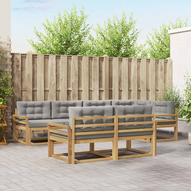Udendørs sofagruppe med pude 6 pcs Hvid og lysegrå Polyester