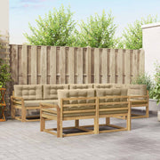 Udendørs sofagruppe med pude 6 pcs Hvid og Beige Polyester