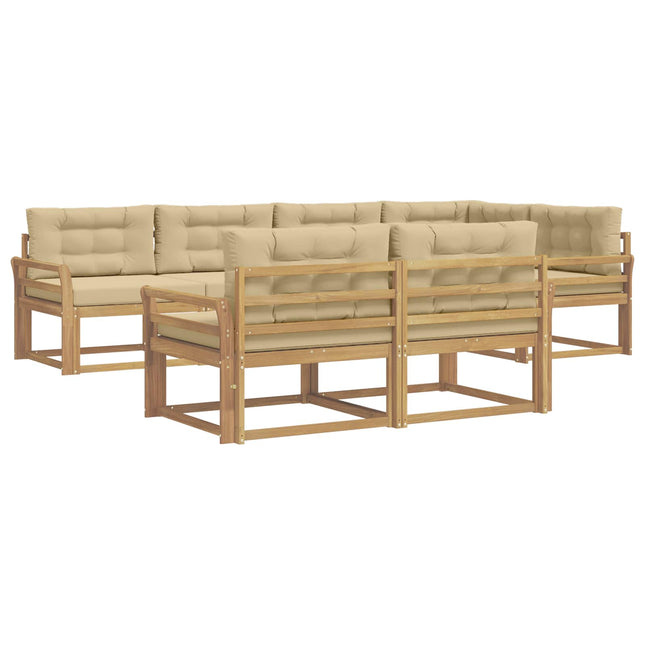 Udendørs sofagruppe med pude 6 pcs Hvid og Beige Polyester
