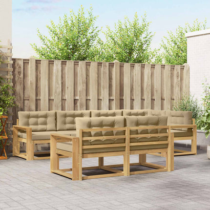 Udendørs sofagruppe med pude 6 pcs Hvid og Beige Polyester