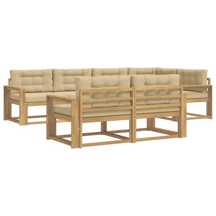 Udendørs sofagruppe med pude 6 pcs Hvid og Beige Polyester