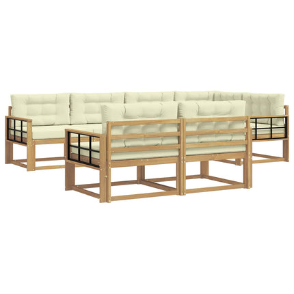 Udendørs sofagruppe 6 pcs Hvid og cremefarvet Polyester