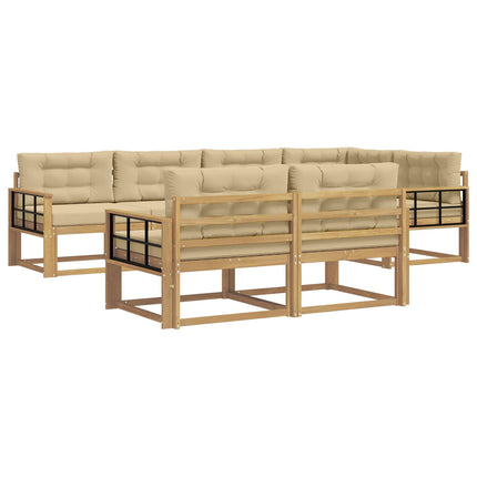 Udendørs sofagruppe med pude 6 pcs Hvid og Beige Polyester