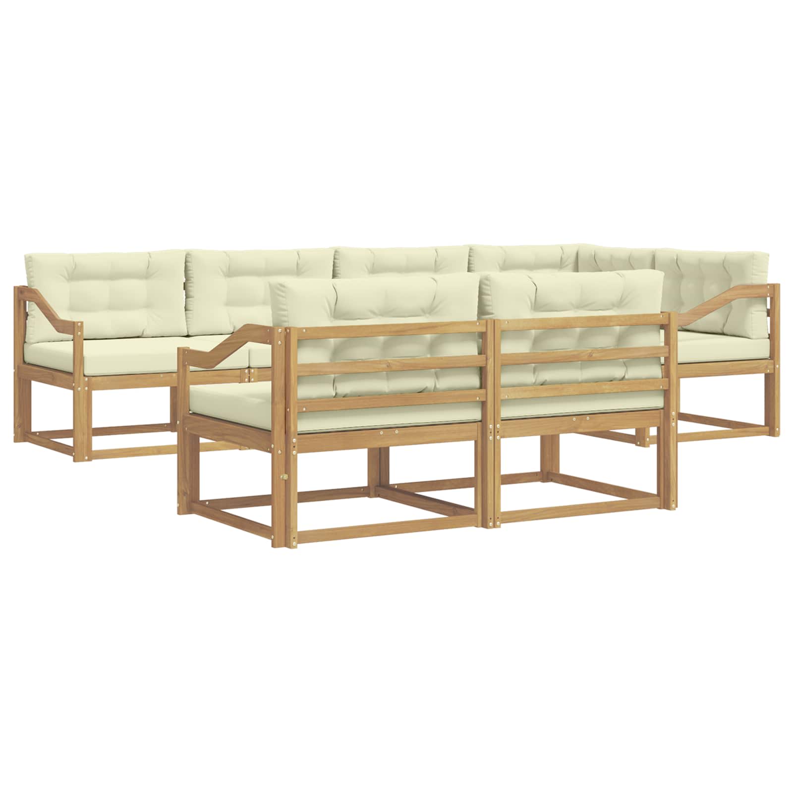 Udendørs sofagruppe 6 pcs Hvid og cremefarvet Polyester