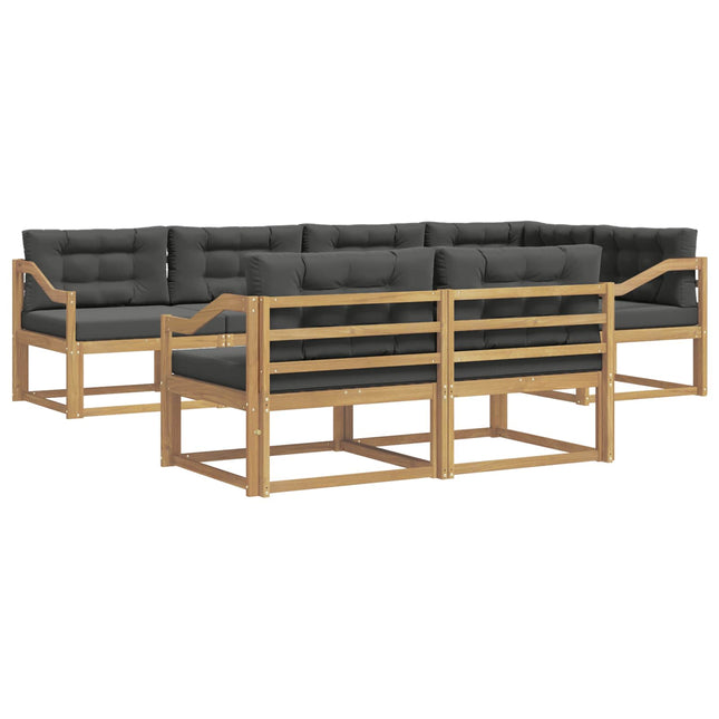 Udendørs sofagruppe med pude 6 pcs Hvid og antracit Polyester