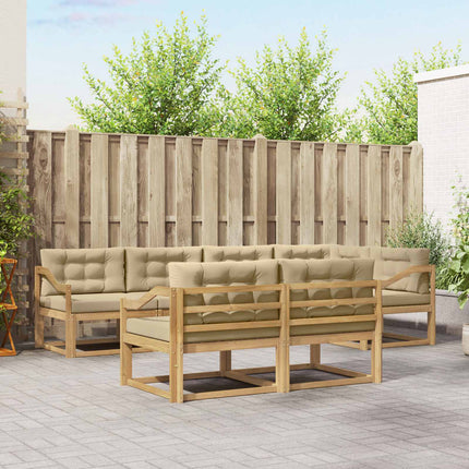 Udendørs sofagruppe med pude 6 pcs Hvid og Beige Polyester