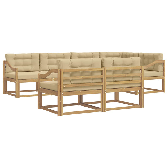 Udendørs sofagruppe med pude 6 pcs Hvid og Beige Polyester