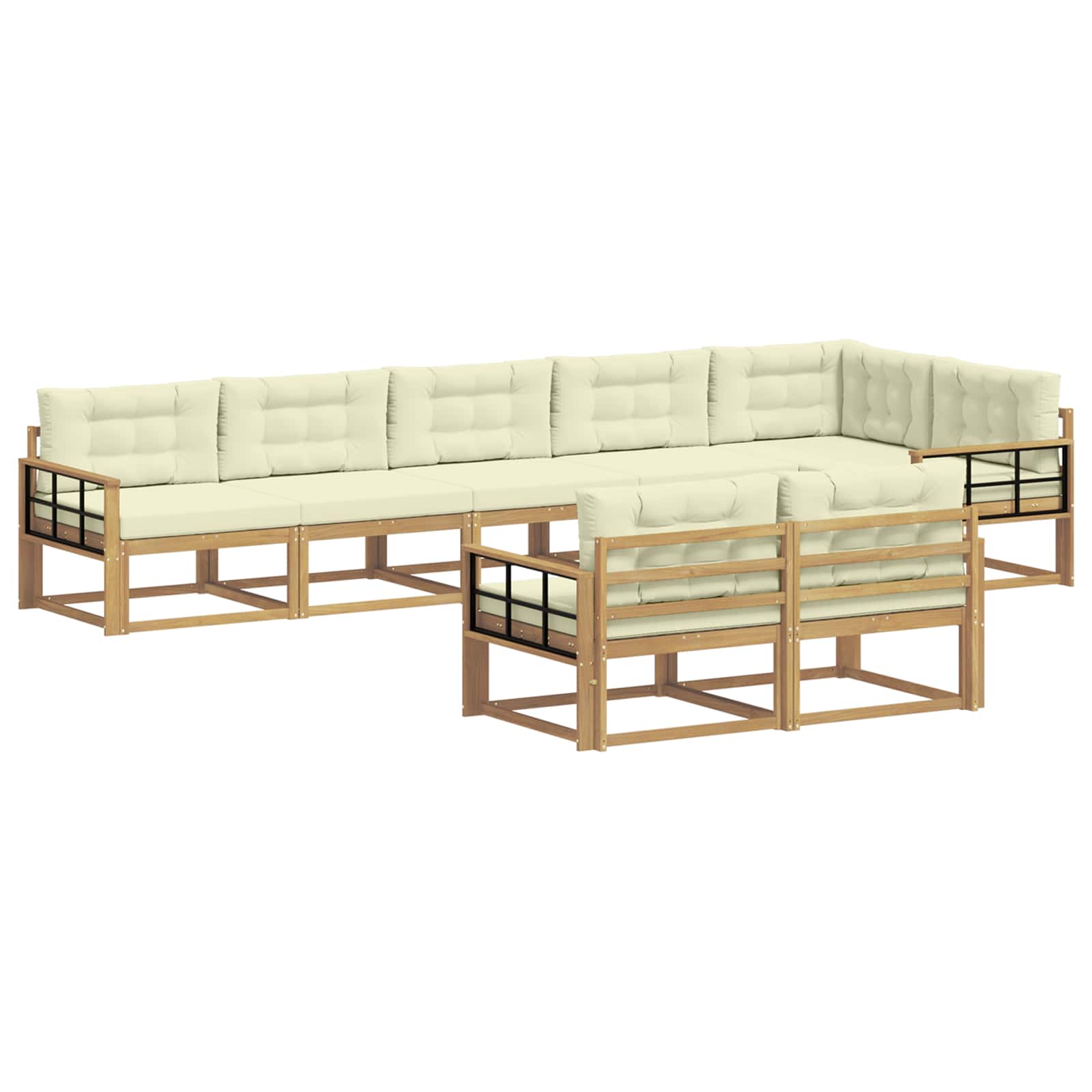Udendørs sofagruppe 6 pcs Hvid og cremefarvet Polyester